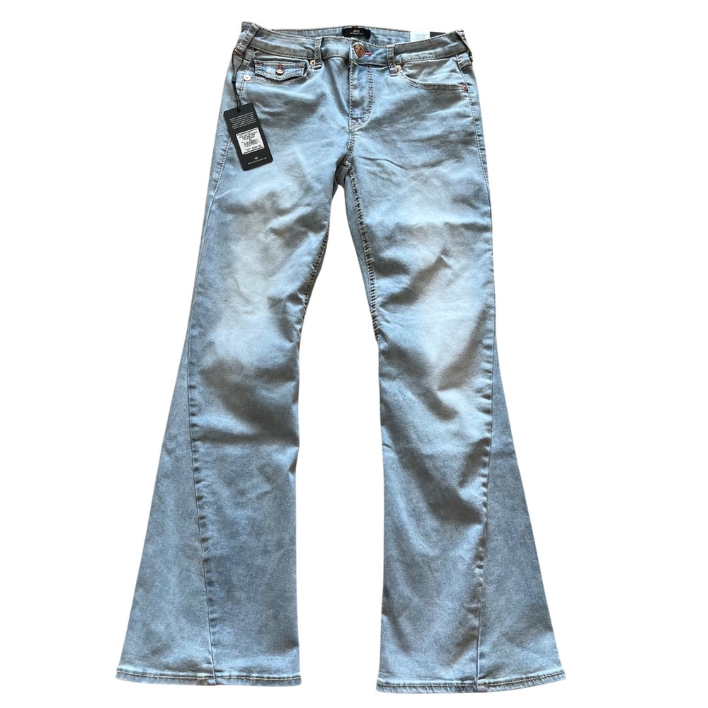 True Religion Joey Big T‎ Mid Rise Flare Jeans Light Boundless Wash 601015 Sz 30